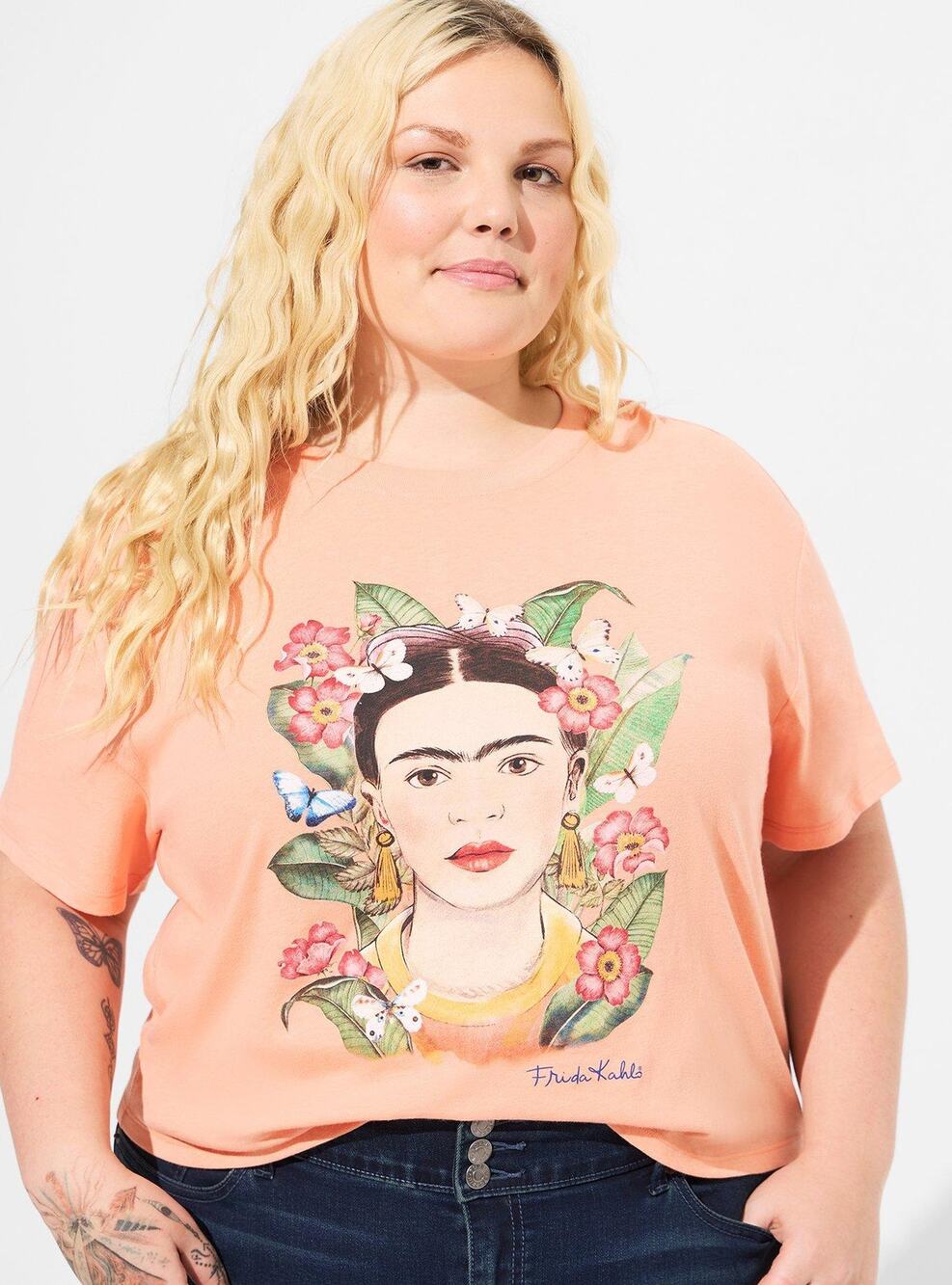 Torrid Frida Kahlo Relax Fit Crop Crew Tee, NWT, 4X